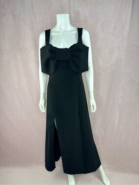 The Wolf Gang Womens Black Formal Maxi Gown Dress Size Medium Bow Old Hollywood